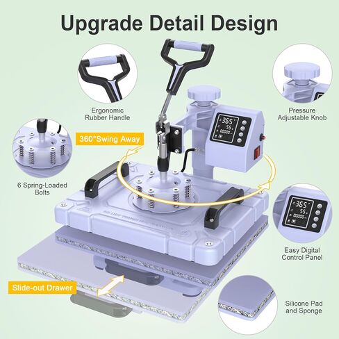 Seeutek Heat Press 5 in 1 Heat Press Machine 12x15 بوصة التسامي تي شيرت الضغط مع 30OZ 20OZ بهلوان الصحافة الحرارة 360 درجة سوينغ بعيدا مجموعة نقل الحرارة للقمصان والقبعات والأكواب والأطباق - الوردي in Kuwait