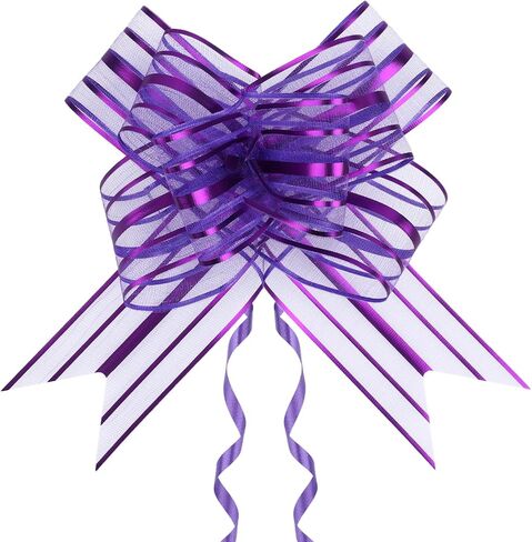 20 Pieces Pull Bow, 6 Inch Organza Large Gift Bow, Christmas, Party Birthday Gift Wedding Ribbon Bows for Wrapping Boxes or Flower Decorations, Valentine's Day Gift Decorations (Silver) in Saudi Arabia
