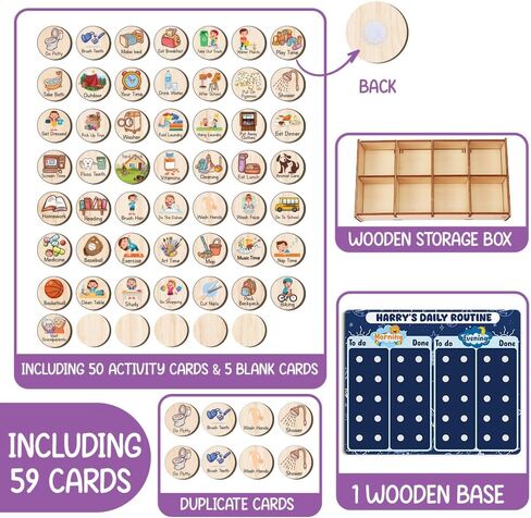 Daily Routine Chart for Kids, Visual Schedule, Routine Chart for Toddlers, Morning Bedtime Routine Chart for Toddlers, Wooden Chore Chart for Kids in Kuwait