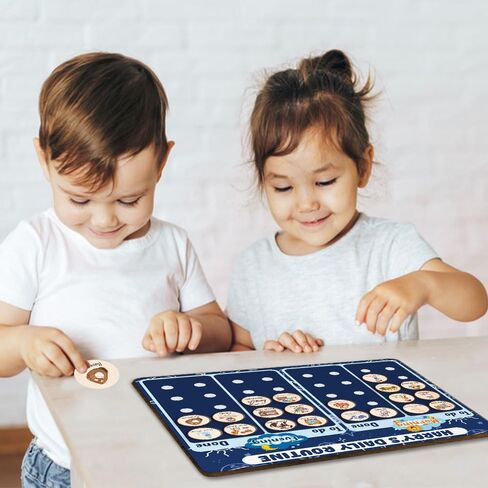 Daily Routine Chart for Kids, Visual Schedule, Routine Chart for Toddlers, Morning Bedtime Routine Chart for Toddlers, Wooden Chore Chart for Kids in Kuwait
