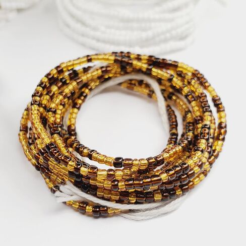 African Style Waist Beads Set, 6 Pack, Non-Elastic String, Tie On Belly Accessories for Women, Handmade African Jewelry in Saudi Arabia