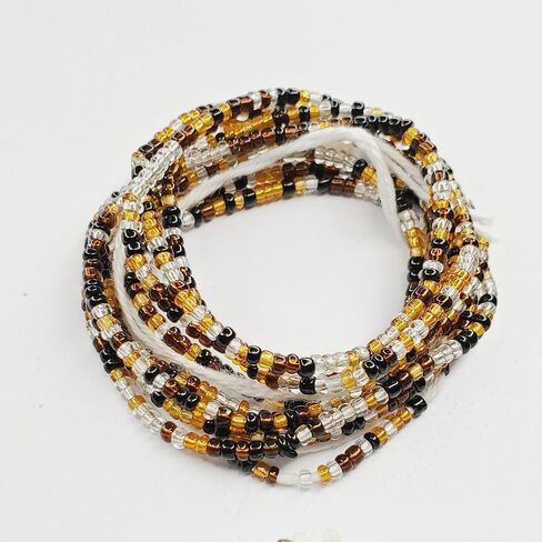African Style Waist Beads Set, 6 Pack, Non-Elastic String, Tie On Belly Accessories for Women, Handmade African Jewelry in Saudi Arabia