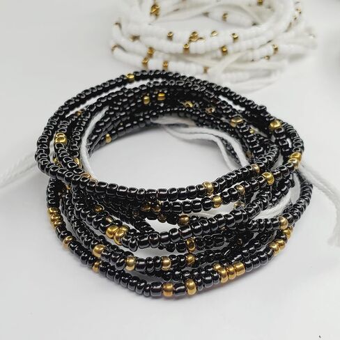 African Style Waist Beads Set, 6 Pack, Non-Elastic String, Tie On Belly Accessories for Women, Handmade African Jewelry in Saudi Arabia