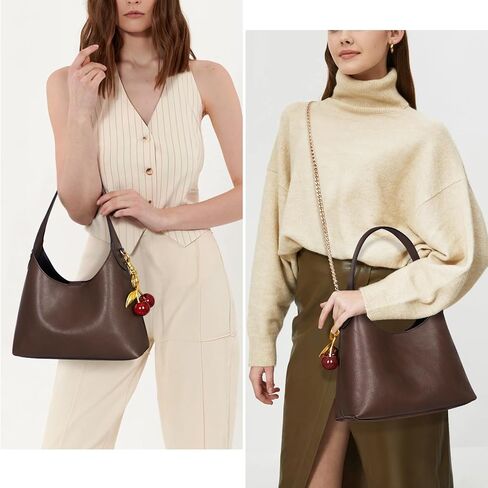 JQWSVE Shoulder Bags for Women Small Tote Purse with Cherry Bag Charm Trendy Leather Handbag Fall Purse Chain Crossbody Bag in Kuwait