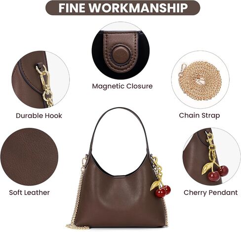 JQWSVE Shoulder Bags for Women Small Tote Purse with Cherry Bag Charm Trendy Leather Handbag Fall Purse Chain Crossbody Bag in Kuwait