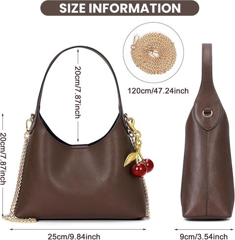 JQWSVE Shoulder Bags for Women Small Tote Purse with Cherry Bag Charm Trendy Leather Handbag Fall Purse Chain Crossbody Bag in Kuwait
