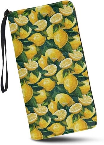 Women Clutch Zip Around Lemon Wallet With Coin Pocket Credit Card Holder Purse Long PU Leather Cash Bags With Wristlet in Saudi Arabia