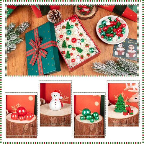 120 قطعة من حشو مزهرية عيد الميلاد، شجرة عيد الميلاد صغيرة من الراتنج ورجل ثلج لقطع مركزية للمزهرية، خرز من اللؤلؤ الصناعي العائم باللون الأخضر والأحمر لتزيين طاولة المنزل in Kuwait