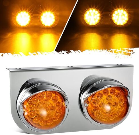 Partsam Amber 17 LED ضوء البطيخ مع دعامة من الفولاذ المقاوم للصدأ، استبدال ضوء إشارة الانعطاف لشاحنات Freightliner Kenworth Peterbilt شبه/الثقيلة، عدسة العنبر LED/العنبر in Kuwait
