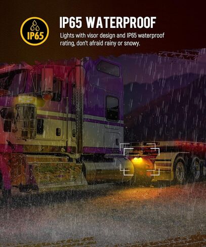 Partsam Amber 17 LED ضوء البطيخ مع دعامة من الفولاذ المقاوم للصدأ، استبدال ضوء إشارة الانعطاف لشاحنات Freightliner Kenworth Peterbilt شبه/الثقيلة، عدسة العنبر LED/العنبر in Kuwait