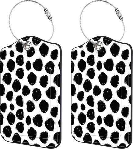 2 Pack Luggage Tags for Suitcase,Cat Cowboy PU Leather Luggage Tags with Privacy Cover Name Address Labels and Steel Ring,Creative Travel Accessories for Men and Women in Kuwait