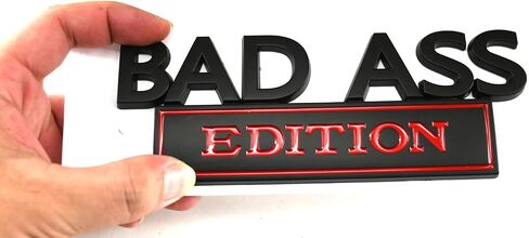 1Pack Big Size Bad Ass Edition Emblem 3D Badass Badge Sticker Decal with Tape Replacement for Cars, Trucks, Motorcycles, Boats Laptops (Matte Black) in Saudi Arabia