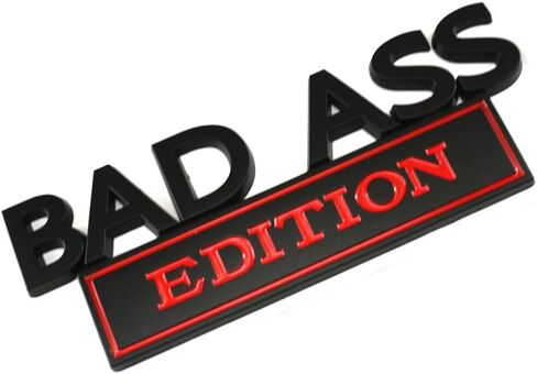 1Pack Big Size Bad Ass Edition Emblem 3D Badass Badge Sticker Decal with Tape Replacement for Cars, Trucks, Motorcycles, Boats Laptops (Matte Black) in Saudi Arabia