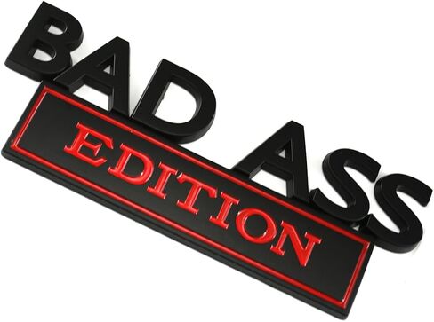 1Pack Big Size Bad Ass Edition Emblem 3D Badass Badge Sticker Decal with Tape Replacement for Cars, Trucks, Motorcycles, Boats Laptops (Matte Black) in Saudi Arabia