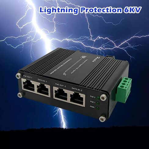 Industrial Gigabit PoE+ Injector, Hardened PoE Adapter with M12 Waterproof Connector, Support PoE IEEE 802.3 af/at 30W Power Sourcing Equipment, DIN-Rail/Wall Mount in Kuwait