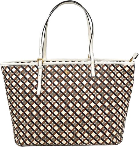 Tory Burch Geo Logo TopZip Tote (Ivory NeutraL) in Saudi Arabia