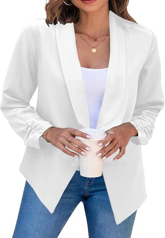 BOFETA Women Lightweight Long Sleeve Blazer Open Front Business Blazer Notched Collar Work Office Blazer in Saudi Arabia