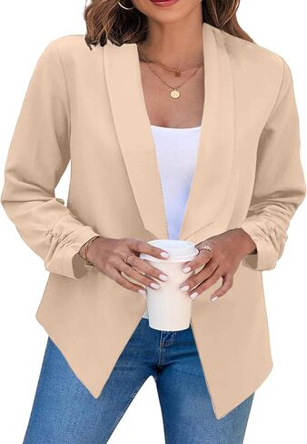 BOFETA Women Lightweight Long Sleeve Blazer Open Front Business Blazer Notched Collar Work Office Blazer in Saudi Arabia