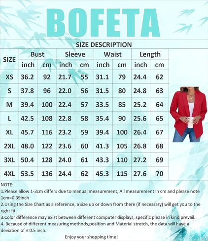 BOFETA Women Lightweight Long Sleeve Blazer Open Front Business Blazer Notched Collar Work Office Blazer in Saudi Arabia