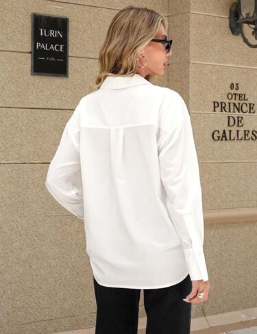 Prettywear Women's Long Sleeve Work Blouse Collared V Neck Office Business Shirts Dressy Casual Loose Tops 2024 in Saudi Arabia