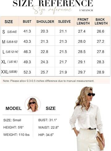 Prettywear Women's Long Sleeve Work Blouse Collared V Neck Office Business Shirts Dressy Casual Loose Tops 2024 in Saudi Arabia