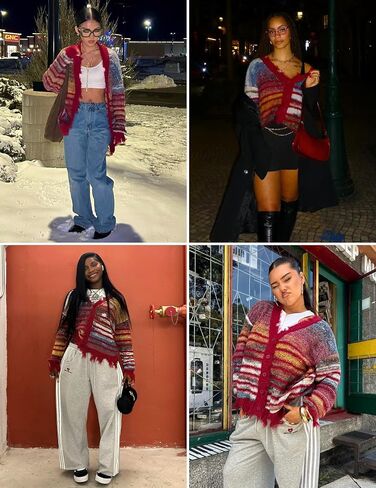 Aelfric Eden Cardigan Sweater Open Front Casual Knit Cardigans Pinstripe Fashion Sweaters 2024 Y2k Outfits in Kuwait