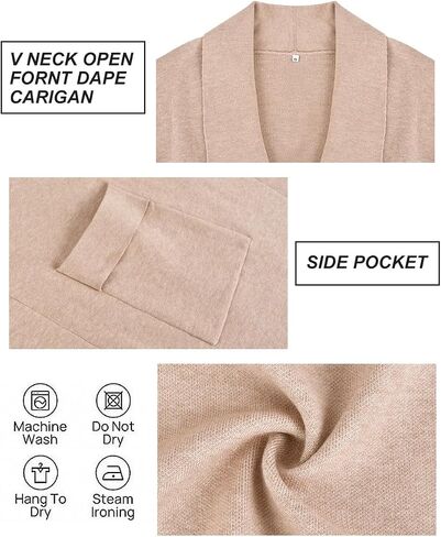 RITERA Plus Size Cardigan Sweaters for Women Long Sleeve Open Front Lapel Collar Jacket Pocket Winter Coatigan XL-5XL in Saudi Arabia