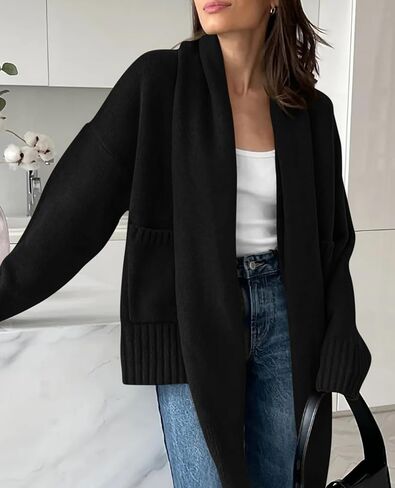 PRETTYGARDEN Women's 2024 Fall Fashion Knit Cardigan Sweaters Long Sleeve V Neck Open Front Winter Sweater Jacket with Scarf in Saudi Arabia