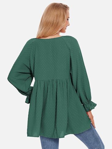 بلوزات نسائية بأكمام طويلة من EXLURA بلوزات بيبي دول منقط سويسري ملابس فضفاضة تناسب الأمومة 2024 قمصان تونيك للخريف ملابس علوية غير رسمية أنيقة in Kuwait