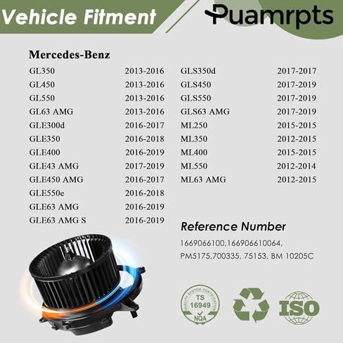 AC Heater Blower Motor Assembly - compatible with Mercedes-Benz Vehicles - GL350/GL450/GL550/GL63 AMG 13-16, GLE300d, GLE350, GLE400, GLE43 AMG, GLE550e, GLE63 AMG, ML250, ML350, ML400, ML550 in Saudi Arabia