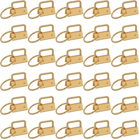 أجهزة Key fob، 30 قطعة من سلسلة مفاتيح Key fob مقاس 1 بوصة مع حلقات سلسلة مفاتيح لحزام الحقائب وأحزمة المعصم ومستلزمات صناعة سلسلة المفاتيح (ذهبي) in Kuwait