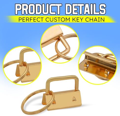 أجهزة Key fob، 30 قطعة من سلسلة مفاتيح Key fob مقاس 1 بوصة مع حلقات سلسلة مفاتيح لحزام الحقائب وأحزمة المعصم ومستلزمات صناعة سلسلة المفاتيح (ذهبي) in Kuwait