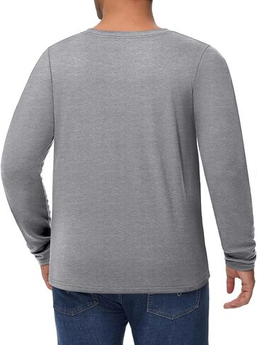 Ficerd 3 Pack Men's Big and Tall Shirts Long Sleeve Cotton Tee Crew Neck Oversize Tops Casual Loose Fit Knitted T Shirts in Saudi Arabia