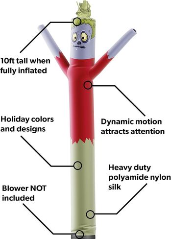 LookOurWay Air Dancers Inflatable Tube Man Attachment - 20 Feet Tall Wacky Waving Inflatable Dancing Tube Guy (Blower Not Included) - Halloween Theme - Skeleton in Saudi Arabia