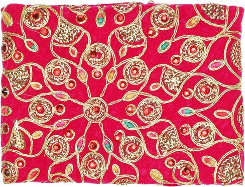 Decorative Mat Aasan Round Velvet Pooja Cloth Cloth with Sequence Work for Indian Traditional Multipurpose Pooja Festival Decorations Item & Article (Size :- 17")(Pink) in Saudi Arabia