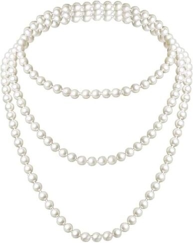 Long Pearl Necklace 70inch Faux White Pearl Beads Multi Strand Layered fake Pearl Necklaces for Women Bridal Wedding Party Jewelry in Saudi Arabia