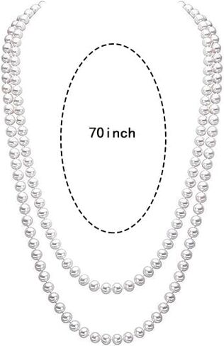 Long Pearl Necklace 70inch Faux White Pearl Beads Multi Strand Layered fake Pearl Necklaces for Women Bridal Wedding Party Jewelry in Saudi Arabia