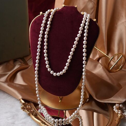 Long Pearl Necklace 70inch Faux White Pearl Beads Multi Strand Layered fake Pearl Necklaces for Women Bridal Wedding Party Jewelry in Saudi Arabia