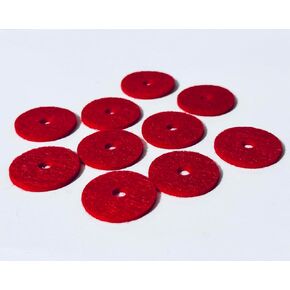 Universal Sewing Machine Spool Pin Thread Felt Pads. Pack of 10 Durable Red Pieces- Will Fit Kenmore, Also Fits Singer Treadle Models, Such as Featherweight. 1"x1/16" Inside Center Opening: 1/8" in Kuwait