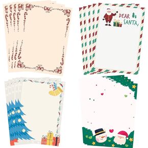 100 Sheet Christmas Stationery Paper 4 Designs Printer Paper Christmas Letter Paper 8.5 x 11'' Letter to Santa Writing Paper for Xmas Notes Greeting Cards Invitation Office School Printing