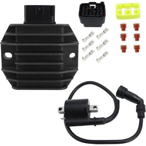 Voltage Regulator & Ignition Coil w/Cap for Yamaha Grizzly 350 2007-2014/Wolverine 350 2006-2009/Bruin 350 2004-2006, Grizzly Wolverine Bruin 350 Voltage Regulator Rectifier Ignition Coil