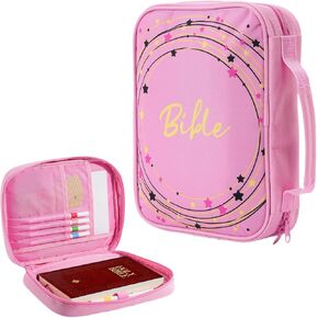 ProCase Bible Cover Case, Large Capacity Bible Holder Carrier Journal Case with Handles, Carrying Church Bag for Bible Study for Girls Boys Kids Children -Black