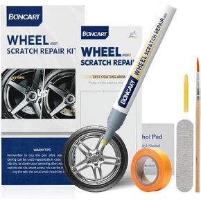 Wheel Scratch Repair Kit, Rim Touch Up Paint, Rim Paint Wheel Paint Pen, Silver Rim Repair Kit for Curb Rash, Metal Paint for Car Wheel Scratch Quick Repair（Silver）