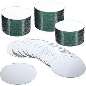 Xuniea 60 قطعة من بلاط المرآة الزجاجية المستديرة، مرايا حرفية دائرية، بلاط زجاجي DIY للفنون والحرف اليدوية، لوازم الديكورات اليدوية (4 × 4 بوصة) in Kuwait