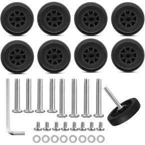 Luggage Wheels Replacement Kit, 50mm/1.97inch x 12mm/0.47 inch Spinner Suitcase Wheel Replacement Rollers 360 Swivel Caster Detachable Luggage Wheels Repair Kit for Trolley Bag Travel Box