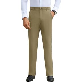 DEMEANOR Stretch Mens Dress Pants Slim Fit Dress Pants for Men Expandable Waist Wrinkle Free Work Dress Pants Golf Pants