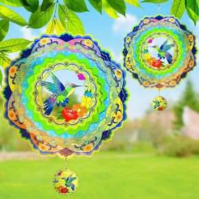 Metal Wind Spinner, Hummingbird Wind Spinners for Women Mom Grandma Wife, 12 inch Stainless Steel Memorial Gifts for Indoor & Outdoor, Yard Art, Garden Decor