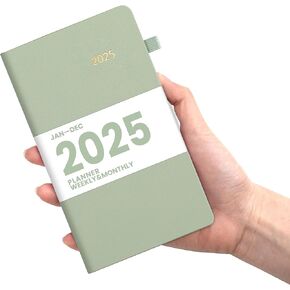 SUNEE 2025 Weekly & Monthly Hardcover Planner 8" x 11" - 12 Month (January 2025 - December 2025), Small Hardcover Planner, Pocket, Notes, 100 GSM Paper, Sage Green