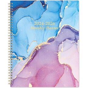 مخطط شهري 2024-2026 - مخطط تقويم شهري، 24 مخطط شهري مع علامات تبويب وجيب، يوليو 2024 - يونيو 2026، 8.5 بوصة × 11 بوصة، 2025-2026 مخطط شهري مع جهات الاتصال وكلمات المرور، غطاء أزرق in Kuwait