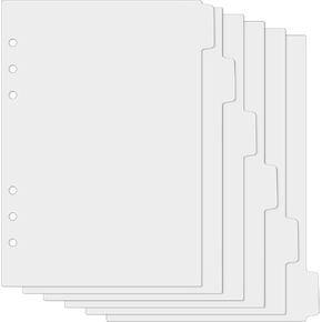 Jeffdad 6-Ring Binder Plastic Divider Set, 6 Tab Binder Dividers A5 Insertable Binder Dividers Suitable for Notebooks and Binders(Black)